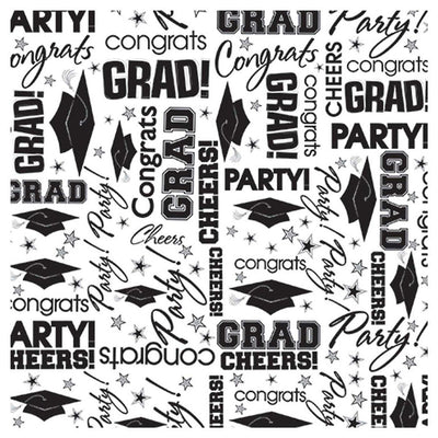 Graduation Black & White Wrapping Tissue Paper 8pcs