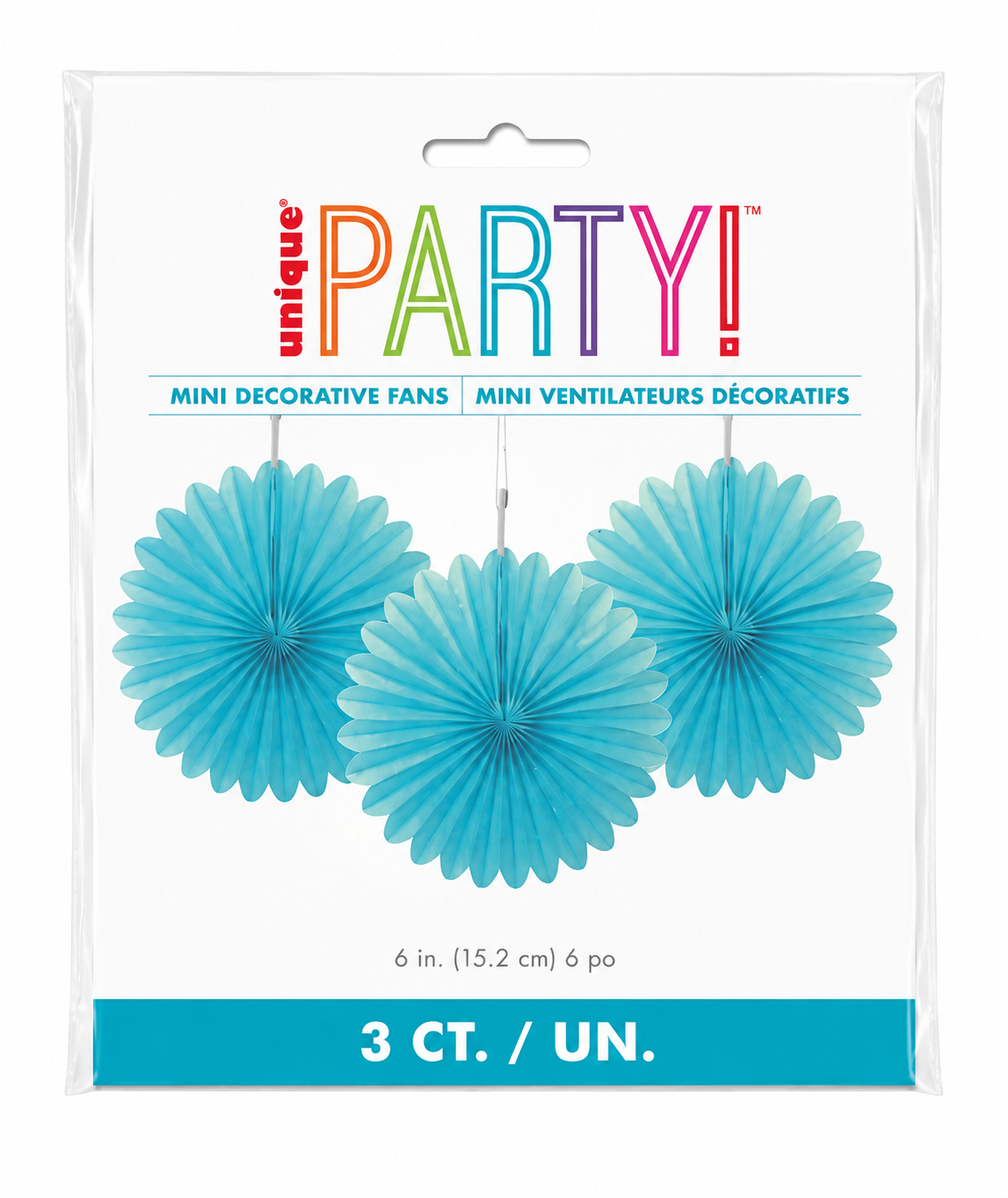 Mini Paper Fans Teal 3pcs