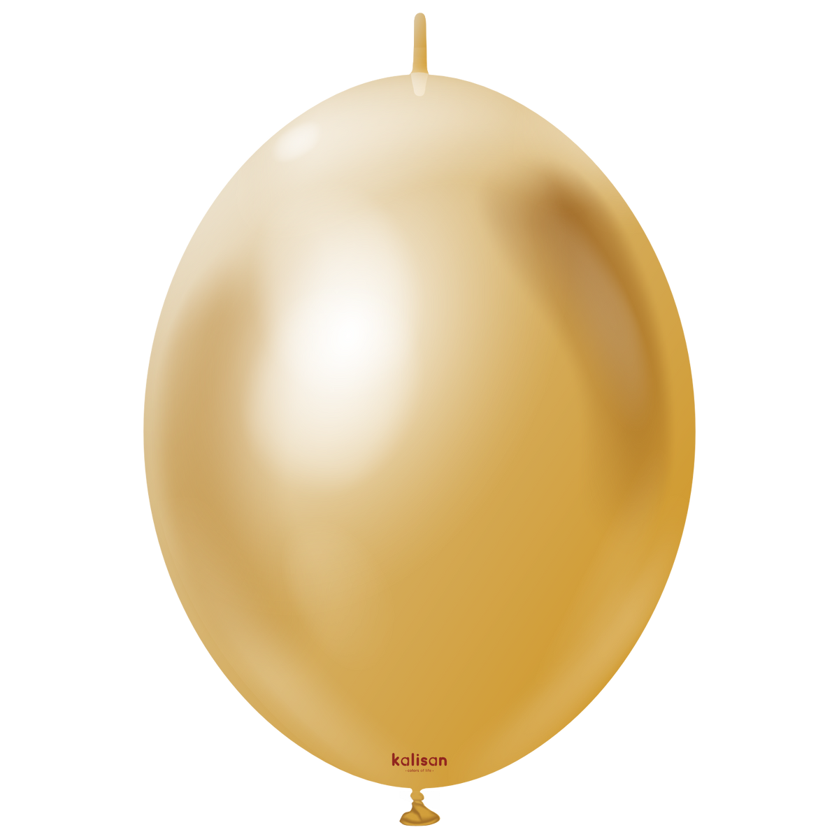 12" Kalisan Brand Linking Latex Balloons K-Link Mirror Gold (50 Per Bag)