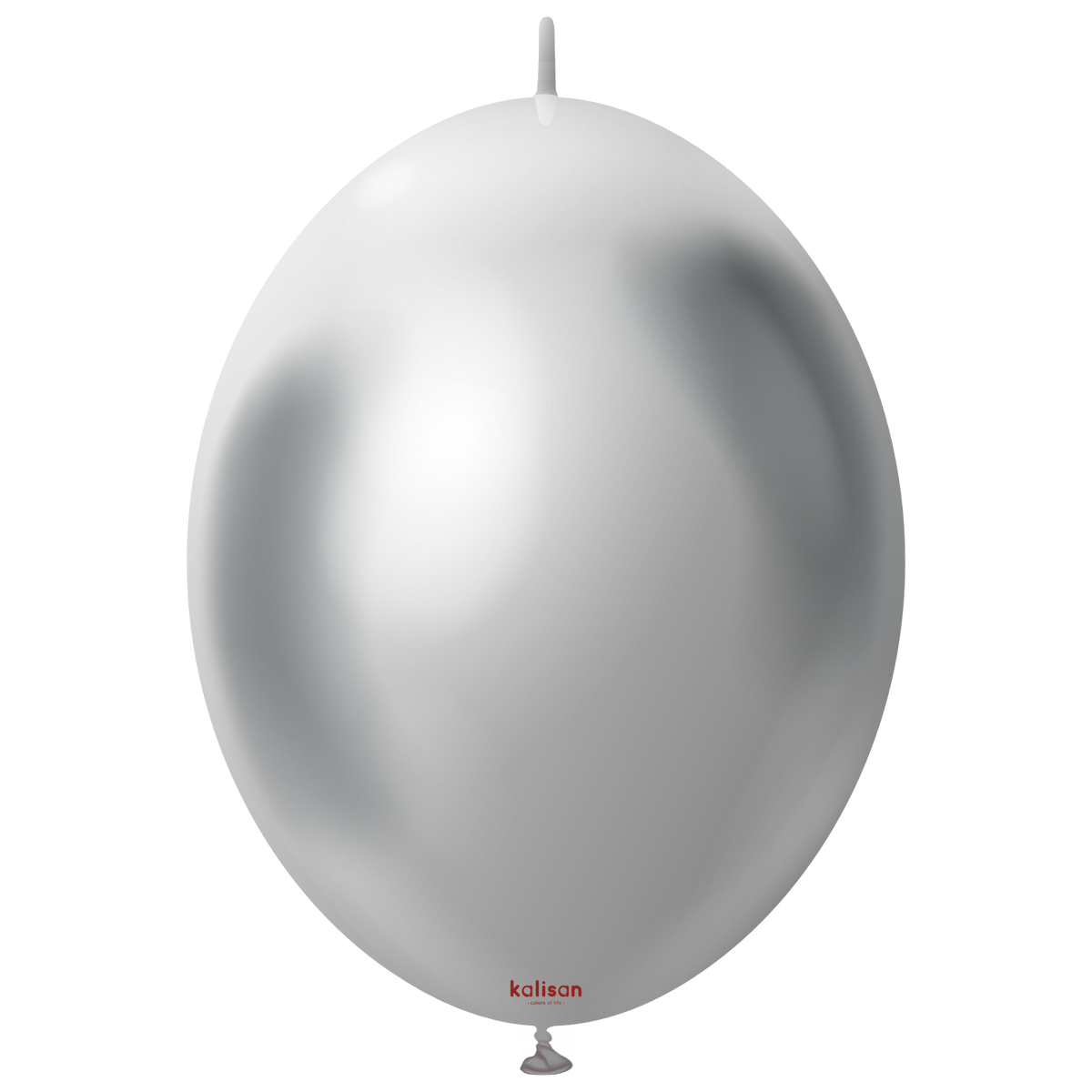 12" Kalisan Brand Linking Latex Balloons K-Link Mirror Silver (50 Per Bag)