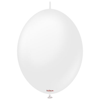12" Kalisan Brand Linking Latex Balloons K-Link Opaque Satin Snow White (50 Per Bag)