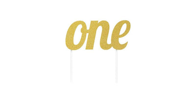 Cake Topper "One" Glitter Gold (x1u)