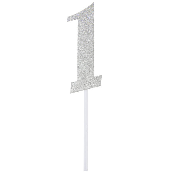 Glittered Stick Numbers Silver (x4u)