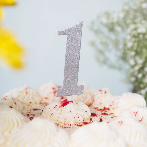 Glittered Stick Numbers Silver (x4u)