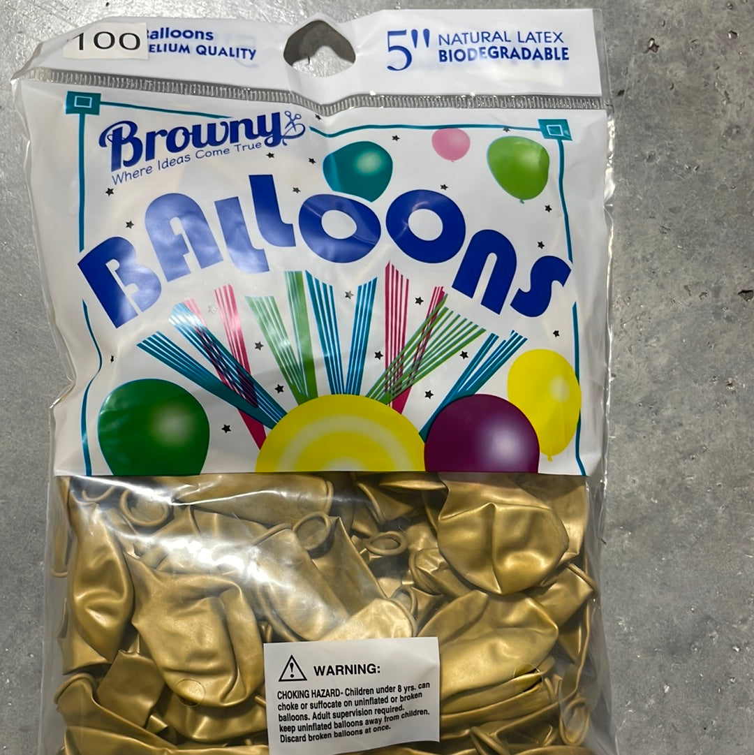 Globos 5” 100pcs - Chrome Gold