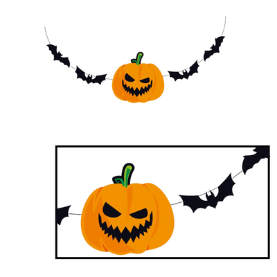 Letrero Halloween Calabaza y Murciélagos (x1u)