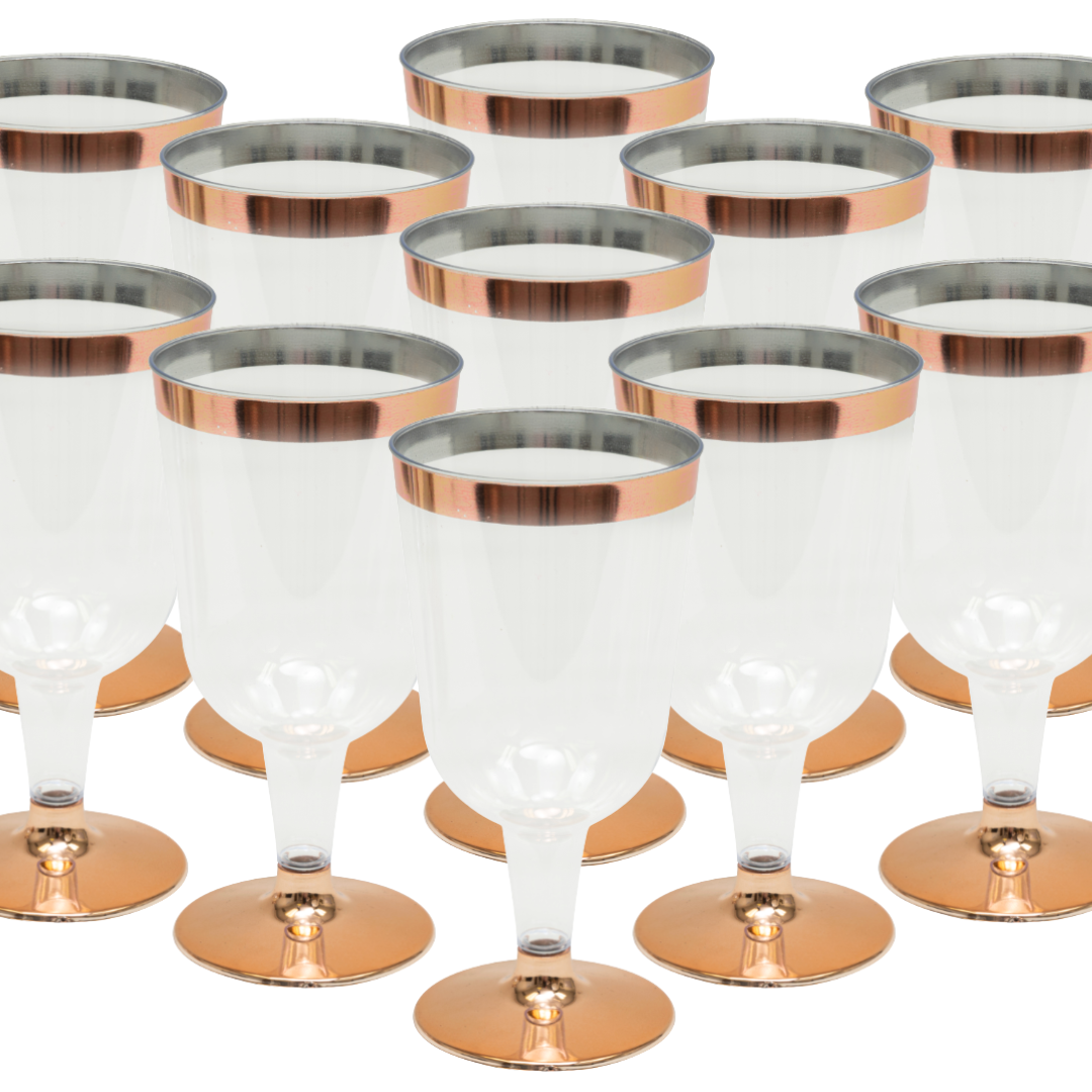 Copas Vino Plásticas con borde metálico (x12u)