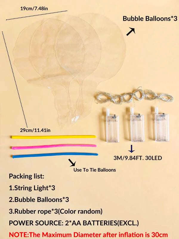 Globo Clear con Luces LED (incluye 3 unidades)
