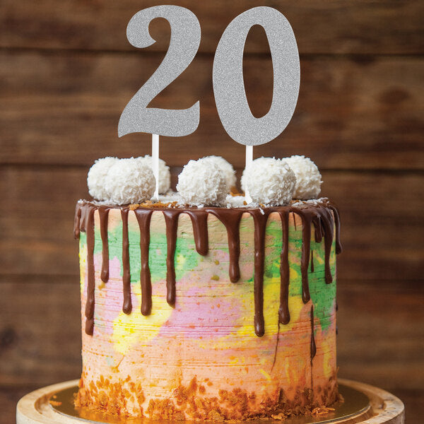 Glittered Stick Numbers Silver (x4u)