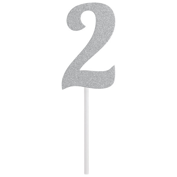 Glittered Stick Numbers Silver (x4u)