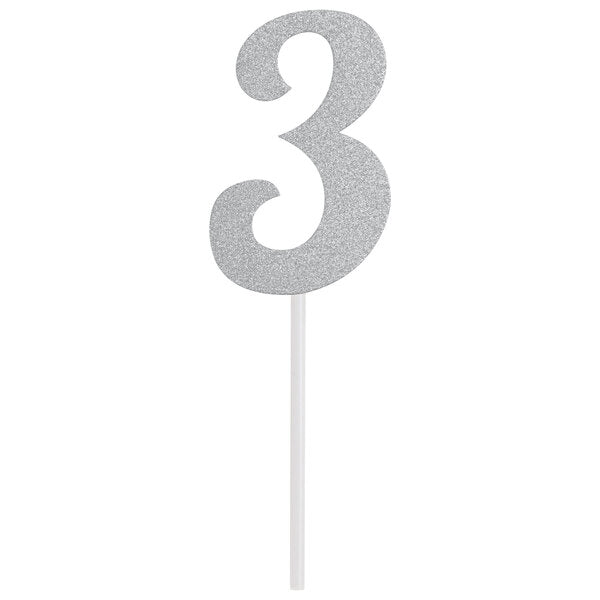 Glittered Stick Numbers Silver (x4u)