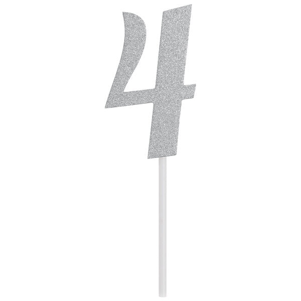 Glittered Stick Numbers Silver (x4u)