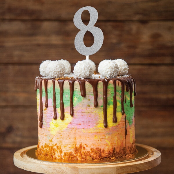 Glittered Stick Numbers Silver (x4u)
