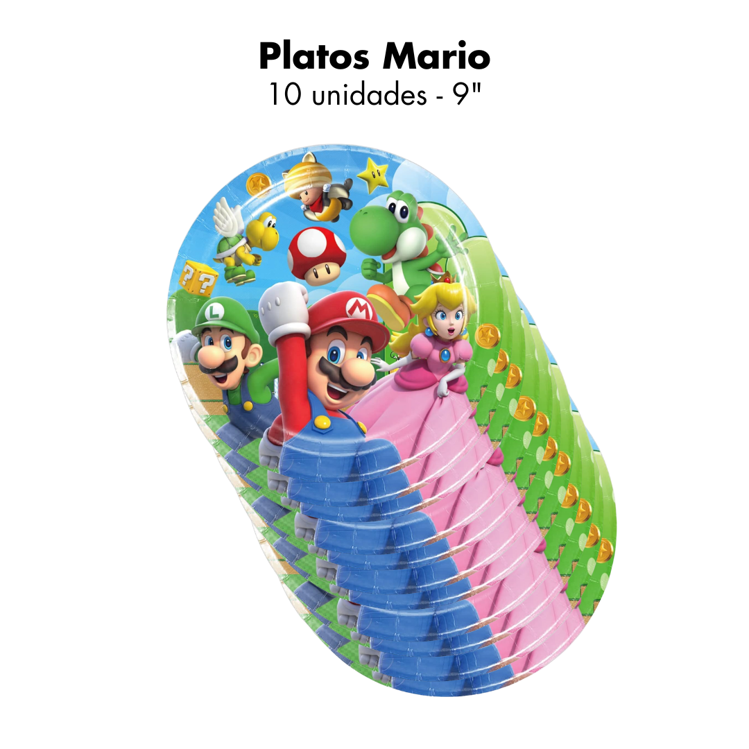 Platos 9" Mario Bros (x10u)
