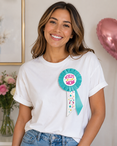 World's Best Mom Rosette Pin (x1u)
