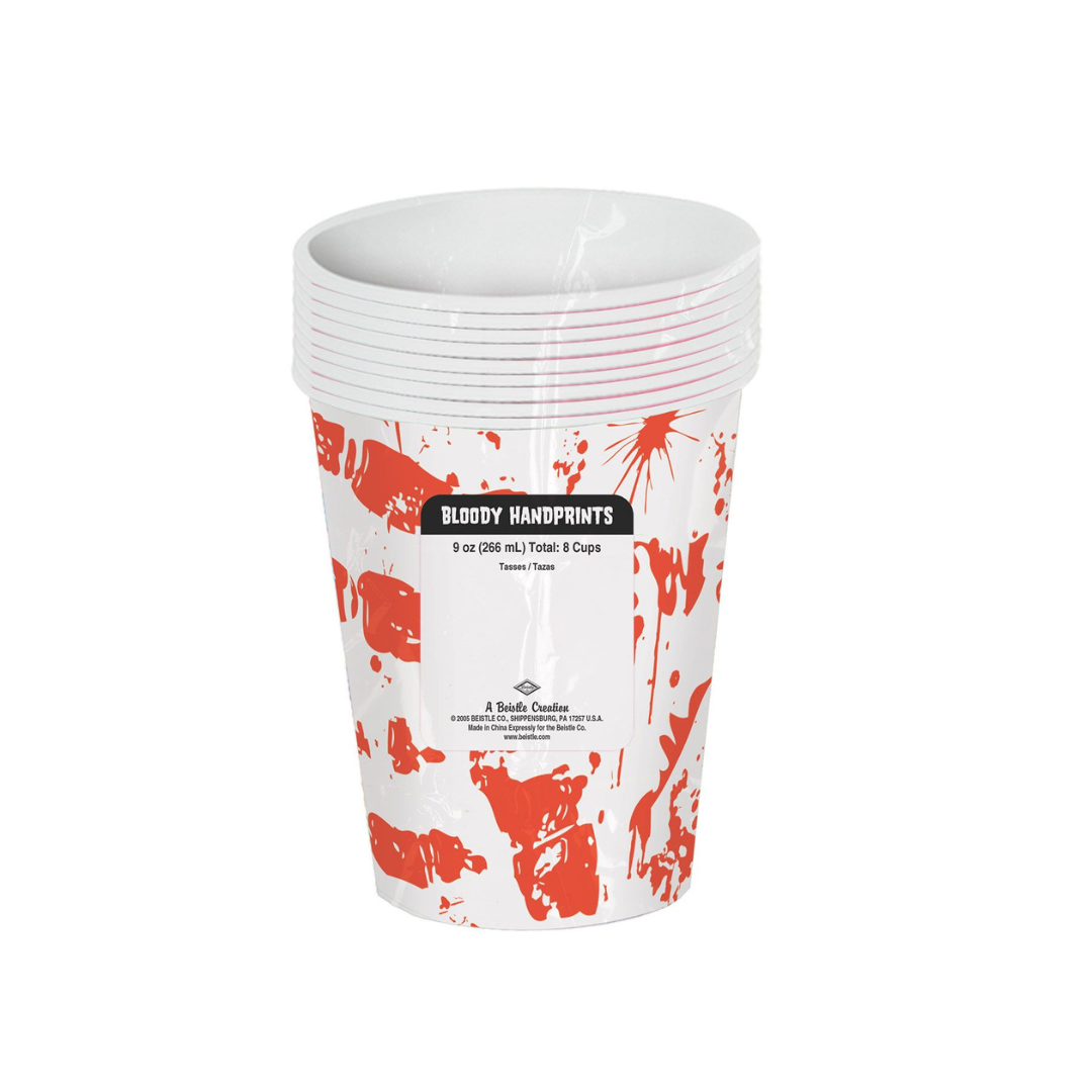 Bloody Handprints Beverage Cups 9oz (x8u)