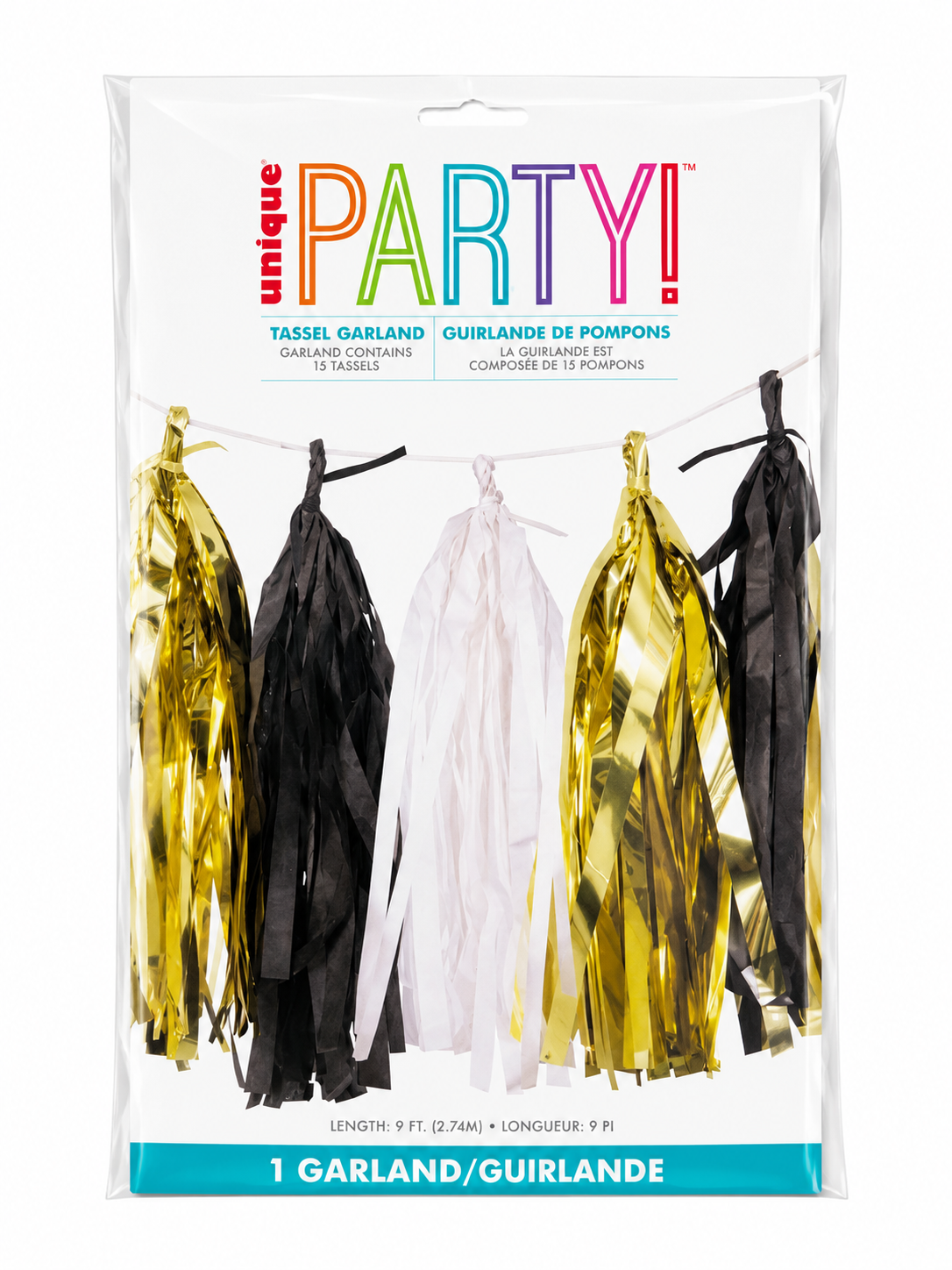 Garland Gold, Black and White Tassels 9ft