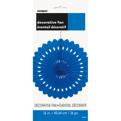 Decorative Paper Fan Dark Blue 16in 1ct