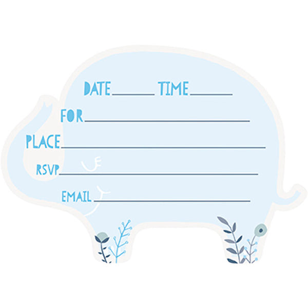 Invitations Blue Elephant (x8u)