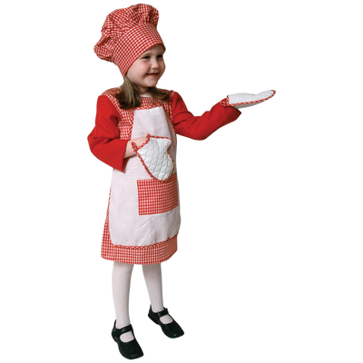 Red Gingham Chef Uniform Kids Girl Costume