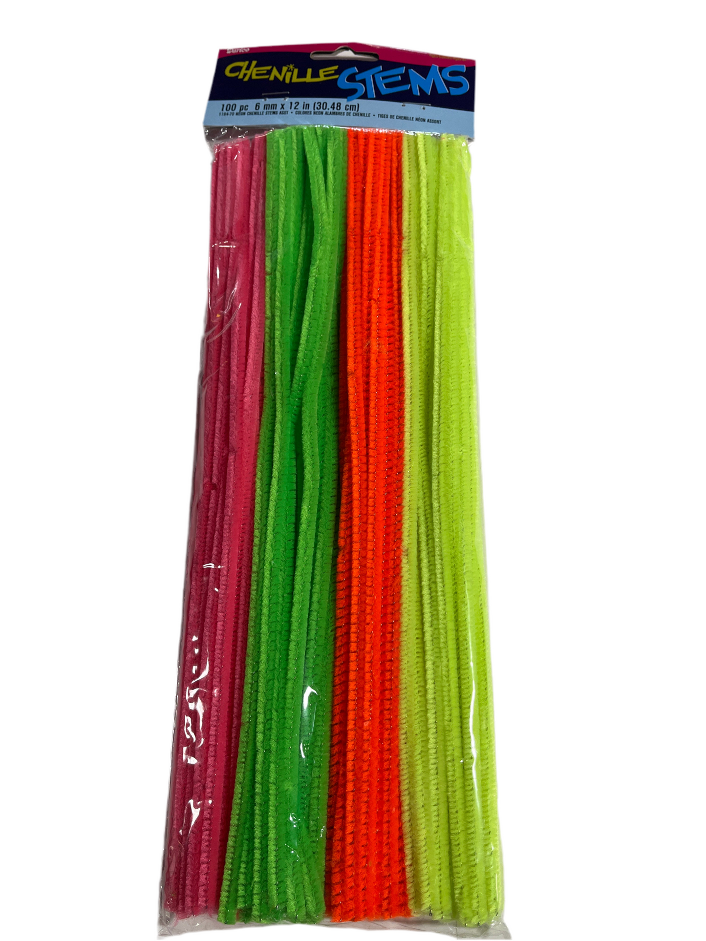 Assorted Neon Color Chenille Stems 12” 100pcs