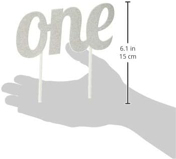 Cake Topper "One" Glitter Silver (x1u)