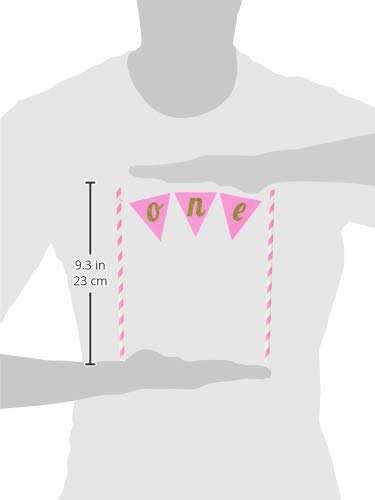 Cake Topper Pink Banner "One" Glitter (x1u)