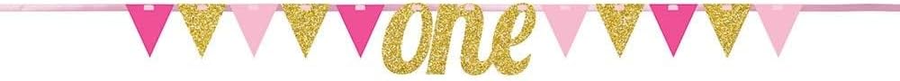 Banner "One" Gold Glitter Pink (x1u)