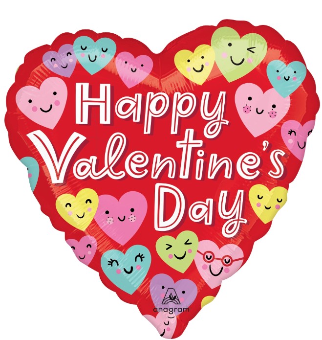 Happy Heart Valentine Foil Balloon 18"