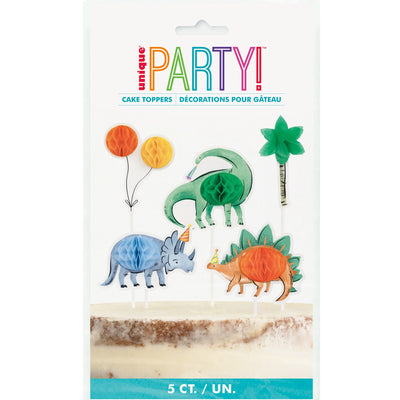 Partying Dinosaur Cake Topper 5pcs