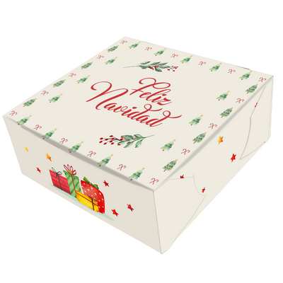 Caja Empaque MEDIANA Feliz Navidad Arbolitos