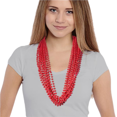 Red Bead Necklaces 12pcs