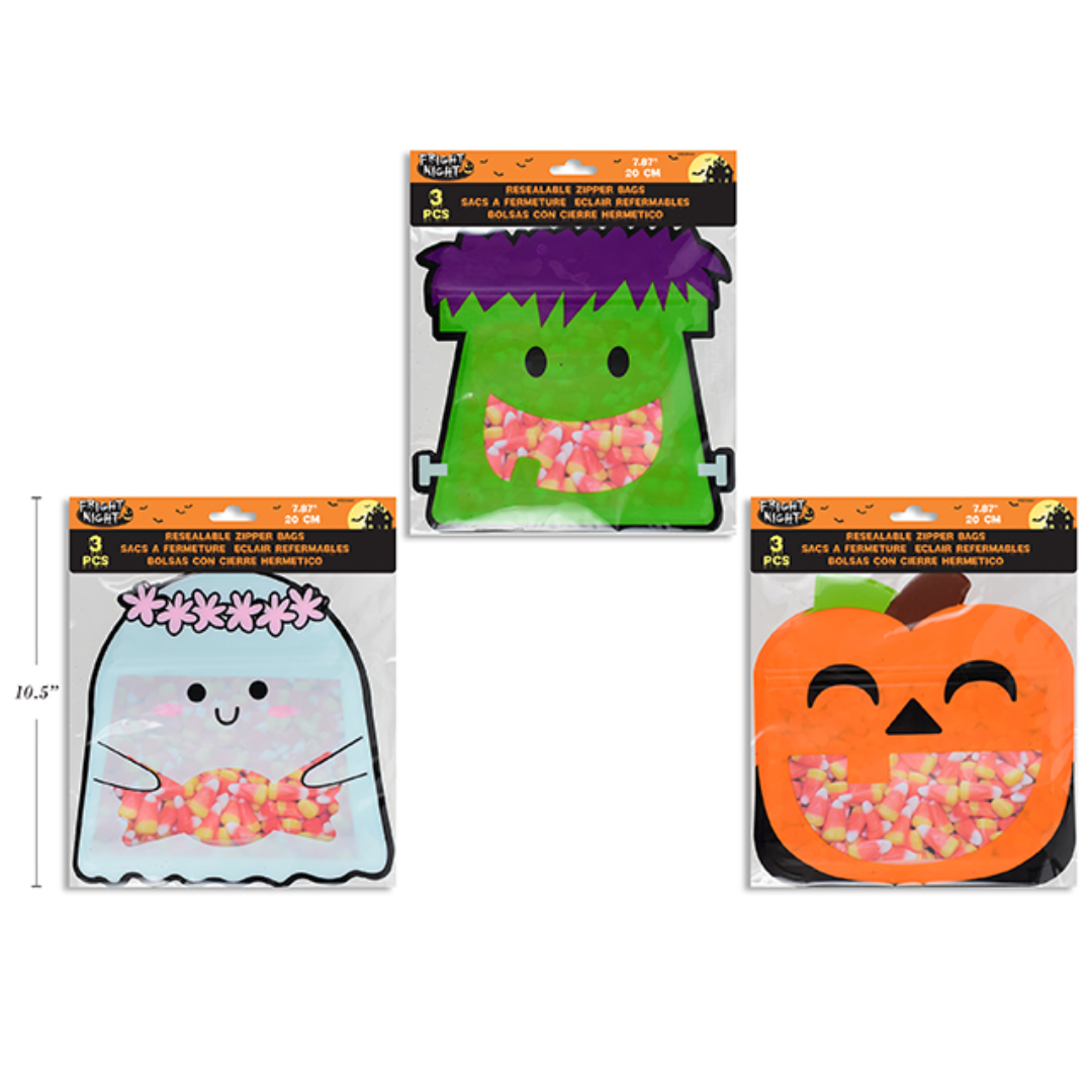 Bolsas Zipper Halloween 3 Estilos (x3u)