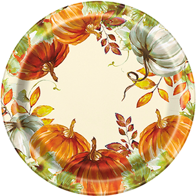 Thanksgiving Watercolor Fall Plates 9"