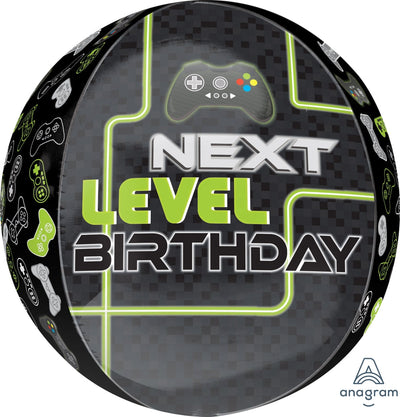16" Level Up Game On Birthday Orbz Foil Balloon