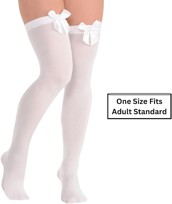 White Thigh Highs Satin Bow
