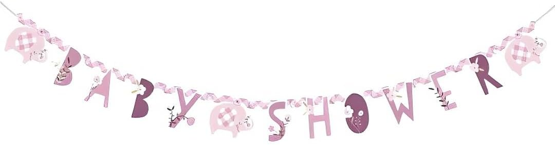 Banner "Baby Shower" Pink Elephant (x1u)