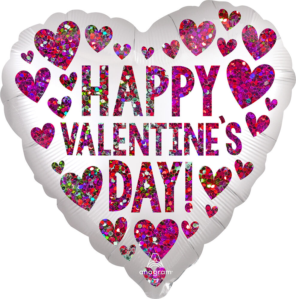 18" Happy Valentines Day Satin Sequins