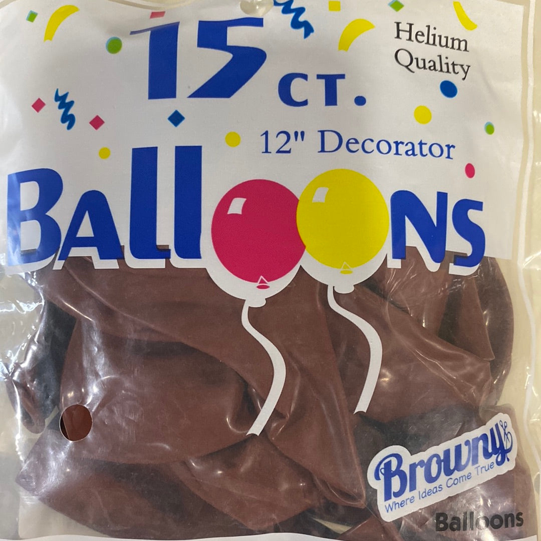 Browny Latex Balloons 12" Coffe 15pcs
