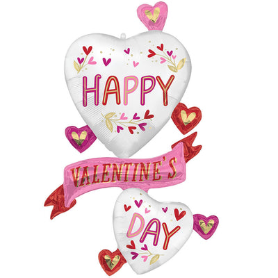 Valentine Hearts Botanical Supershape 49"