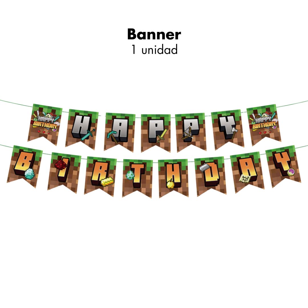 Banner Minecraft "Happy Birthday" (x1u)