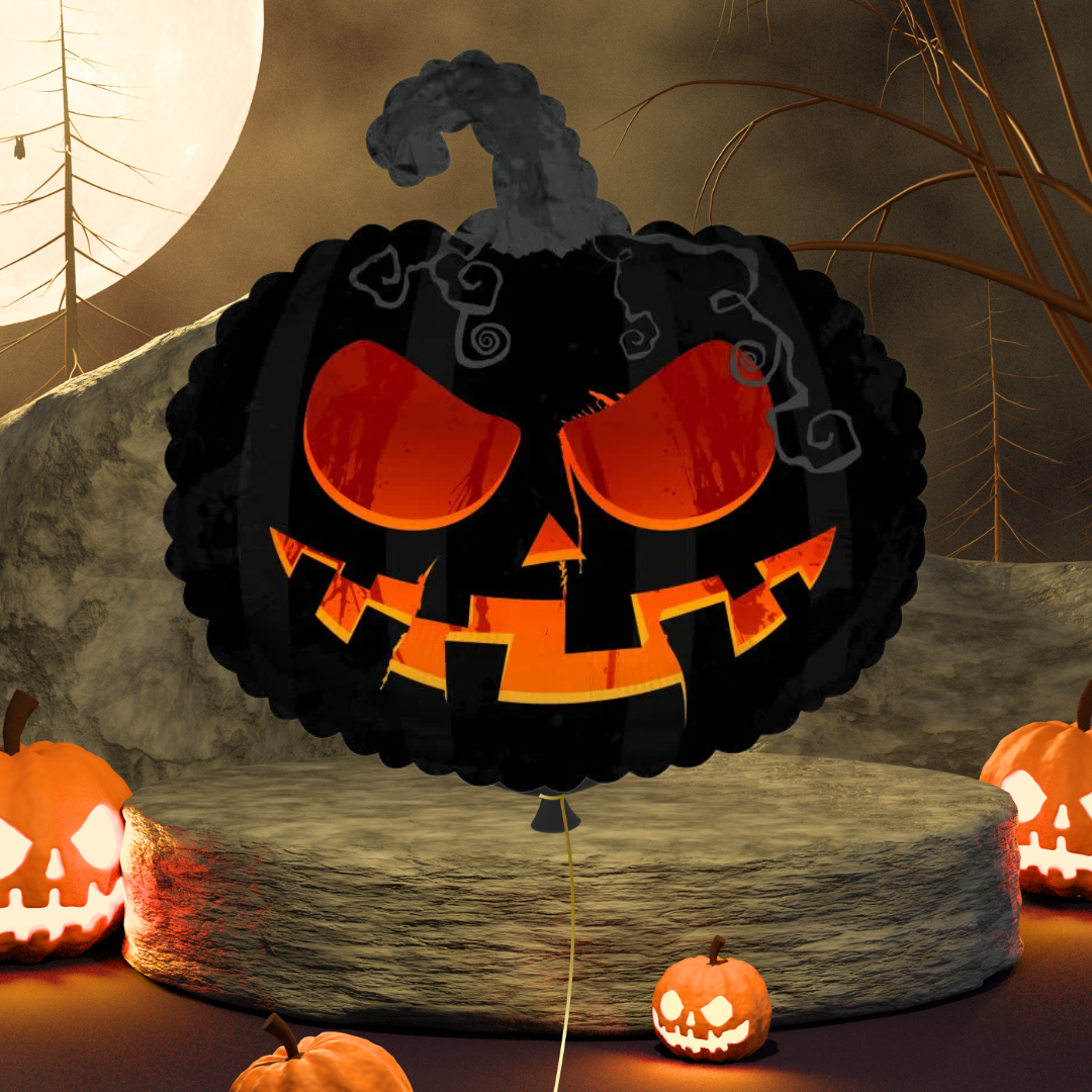 Scary Black Pumpkin Foil Balloon 22"