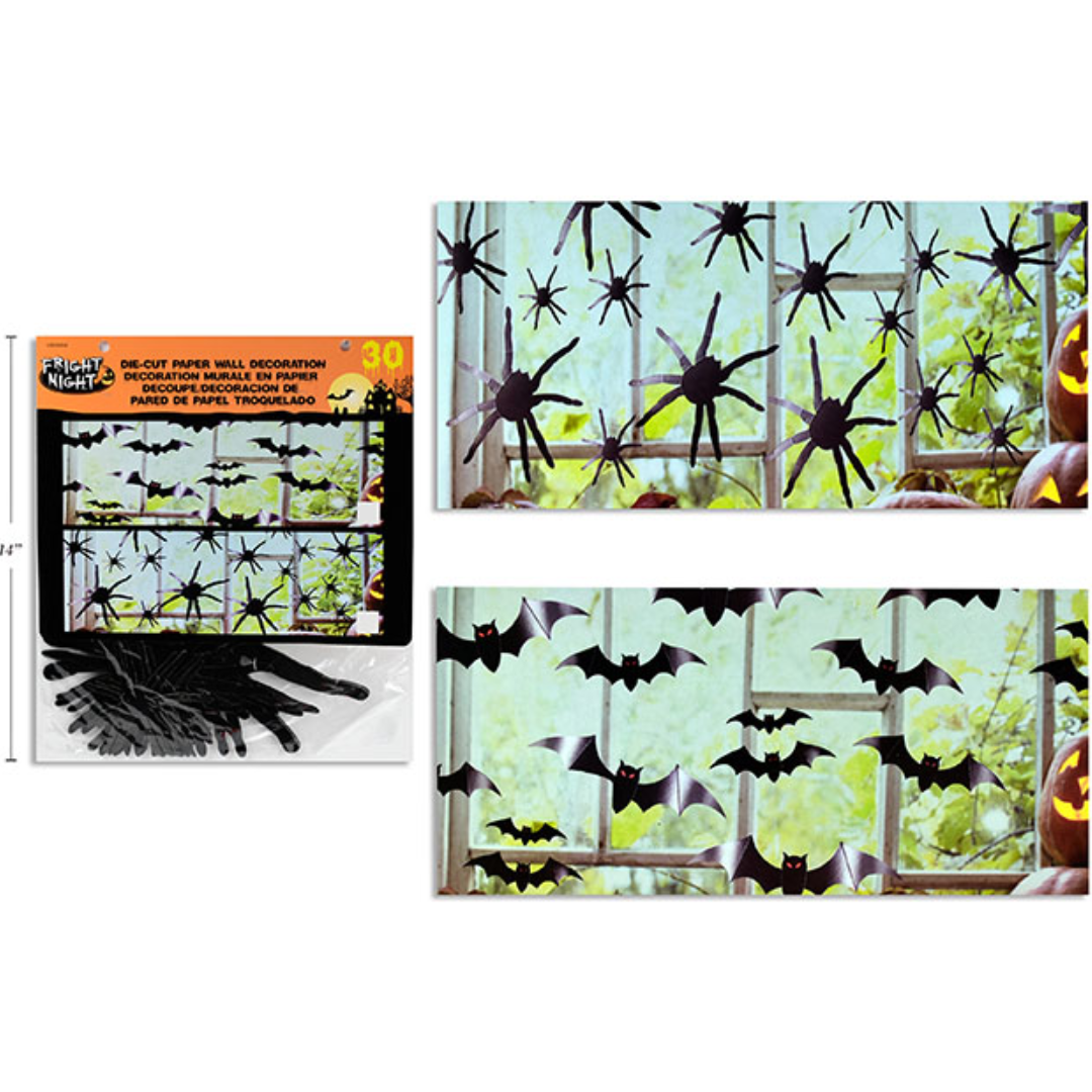 Decoraciones de Papel Die-Cut Halloween 4 Tamaños (x30u)