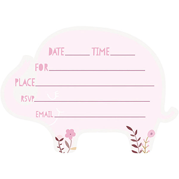 Invitations Pink Elephant (x8u)
