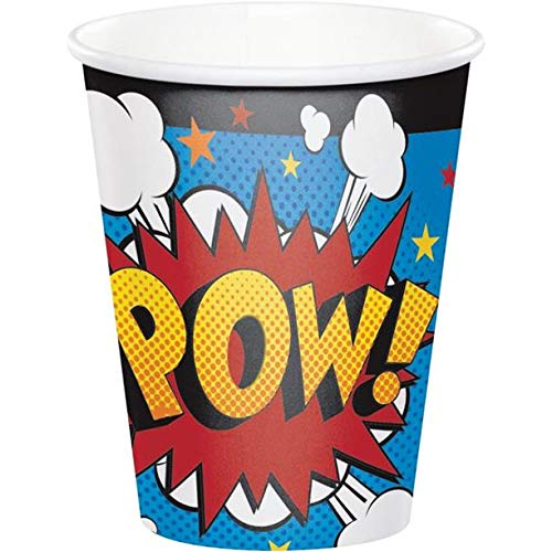 Superhero Pow Vasos 9oz (x8u)
