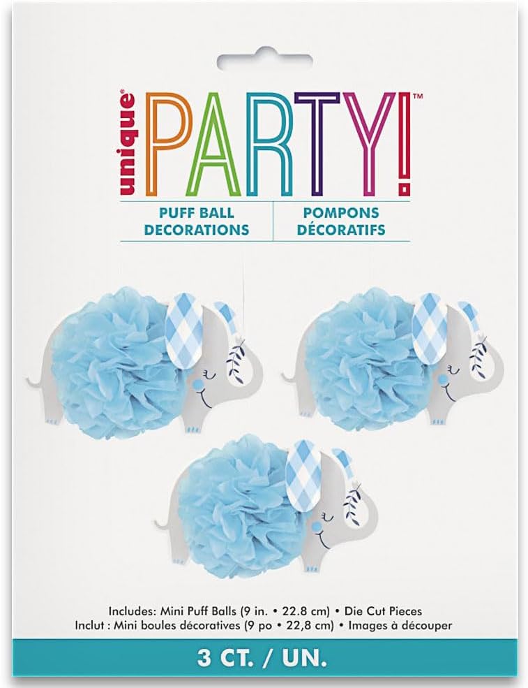 Pompones Colgantes Decorativos Blue Elephant (x3u)