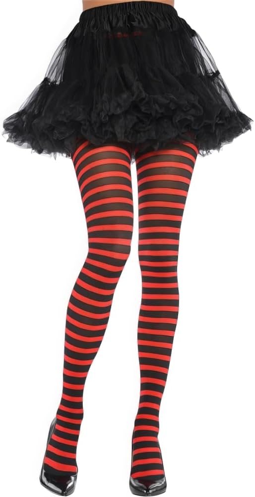 Striped Tights Red Black (x1u)