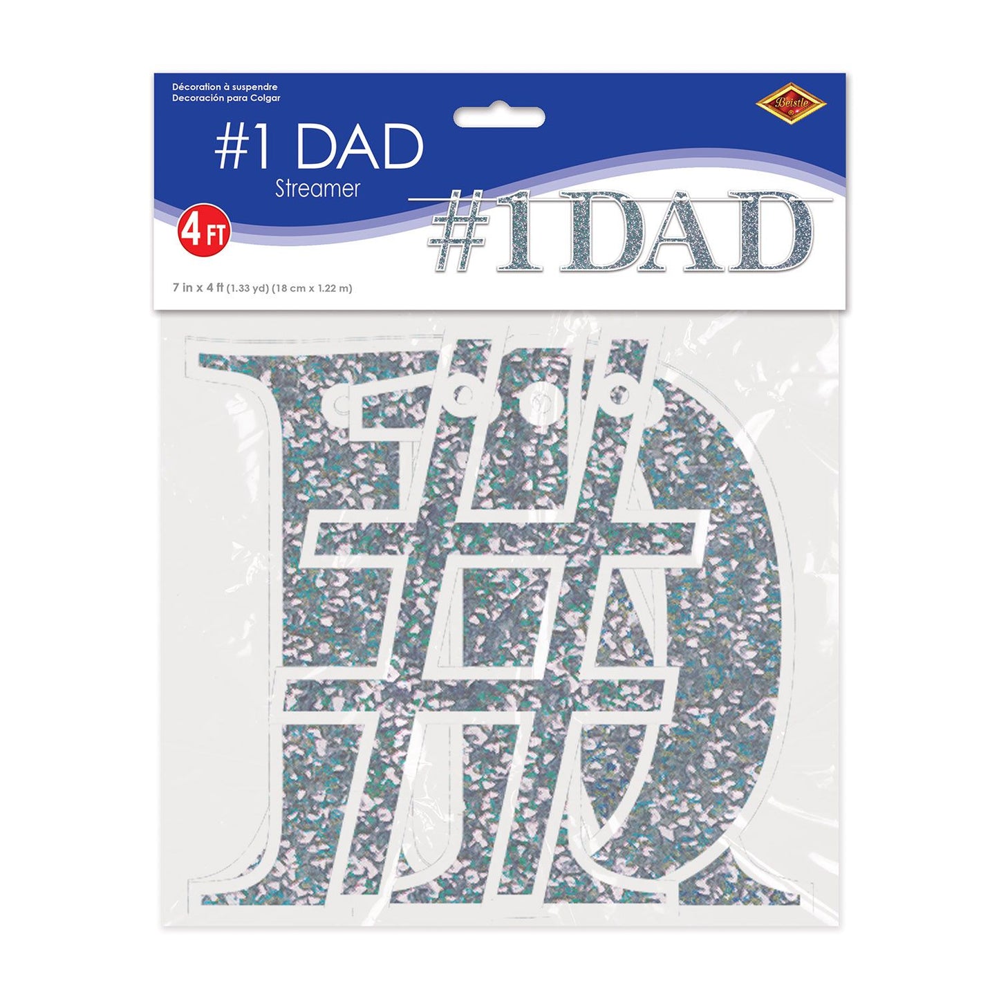 Streamer "#1 DAD" brillante – 4 pies