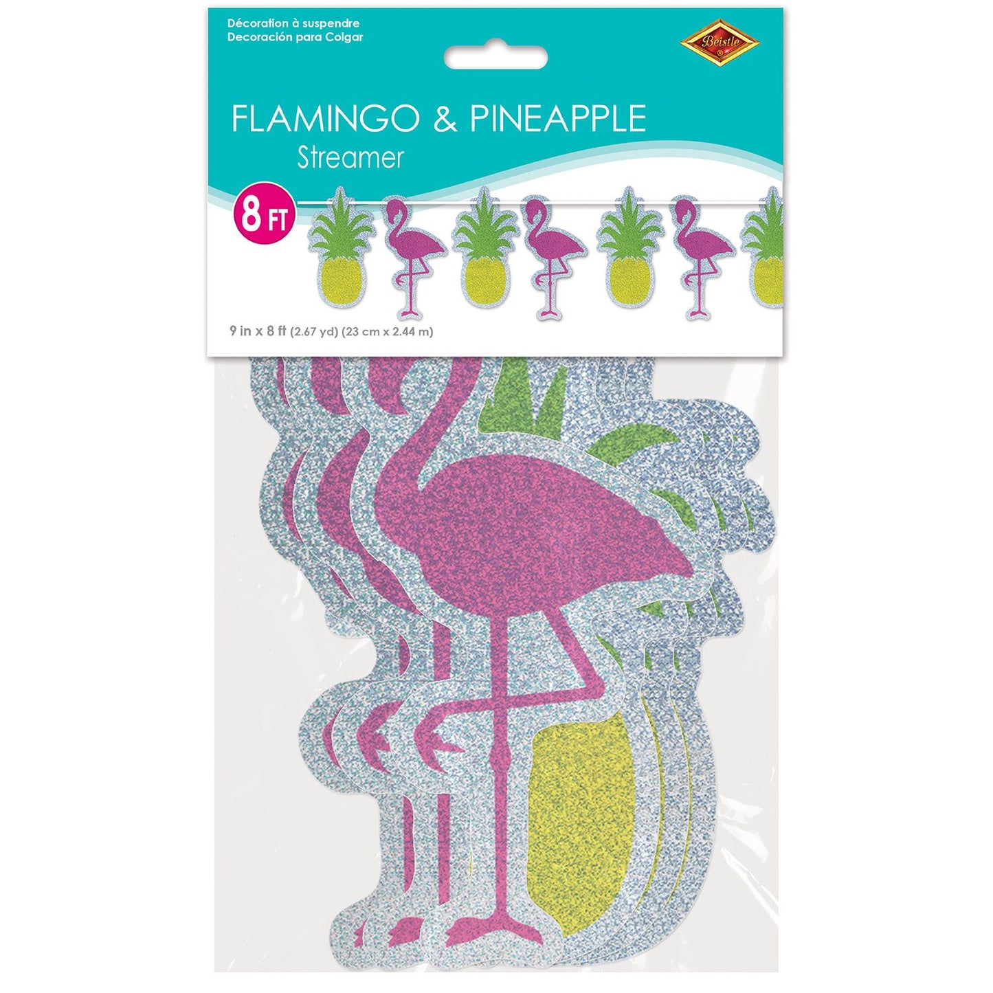 Flamingo & Pineapple Streamer 12FT (4yd)