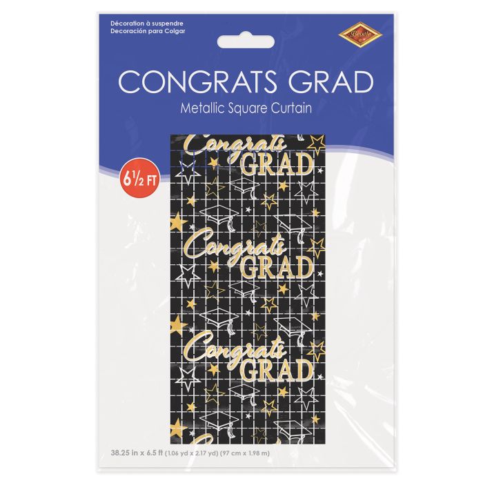 Congrats Grad Metallic Square Curtain